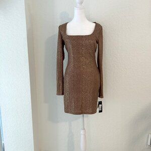 NWT City Studio Mauve & Metallic Gold Bodycon Mini Dress